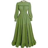Vibsion Victorian Dress for Women 1800s Long Sleeve Edwardian Dresses Medieval Renaissance Costume