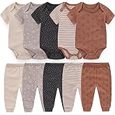 Kiddiezoom Baby Layette Set Baby Boys' 9-Piece Bodysuits Pants Set Toddler Girl Boy Unisex Baby Gift Sets