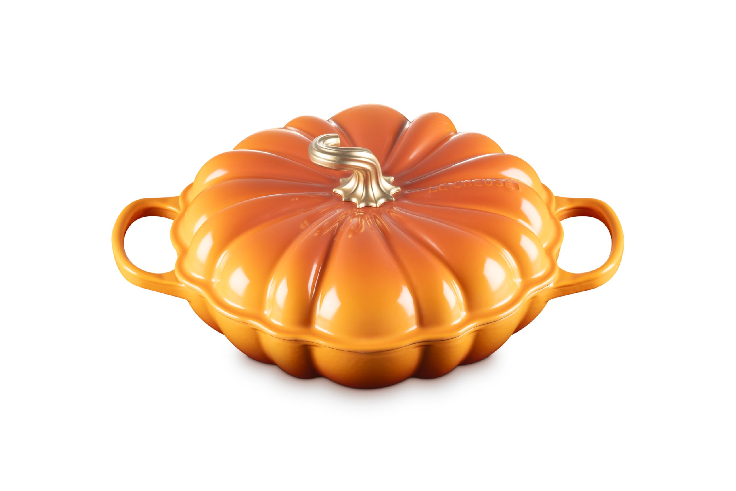Photo 1 of **SEE PHOTOS FOR DAMAGE**Le Creuset Enameled Cast Iron Figural Pumpkin Braiser, 2.75 qt., Persimmon