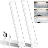Haokiang 2Pack Under Cabinet Lights 39 LEDs 24cm USB Rechargeable Motion Sensor view 1