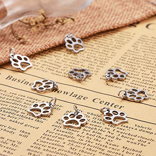 DanLingJewelry 304 Stainless Steel Dog Paw Print Charm Doggy Cat Animal Footprint Pendant for DIY Crafting Bracelet Necklace Jewelry Findings(Stainless Steel Color-10pcs,13 x 12 x 1mm Hole: 4mm) - Thumbnail 6