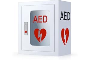 ZIPOWEY AED Cabinet Wall Mounted, Metal Steel Plate AED Defibrillator Cabinet with Snap Lock, Transparent Window Fits for Home, Office, Hospital and Public Places, 14 x 7.8 x 15.7 Inch