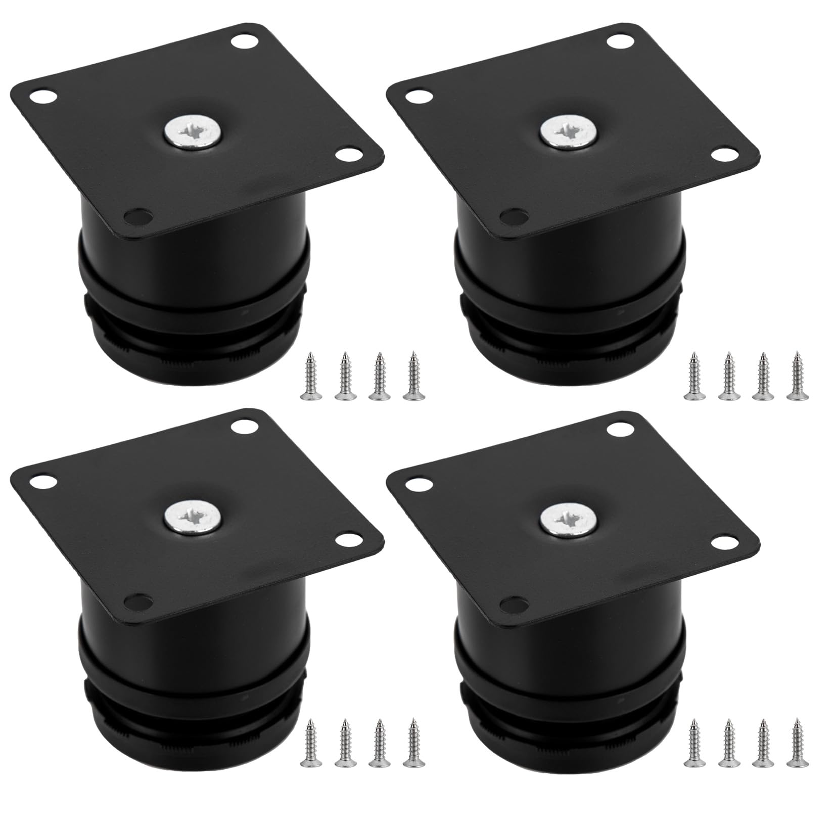 4 Pcs black Adjustable Legs, Stainless Steel Furniture Feet, Table Desk Cabinet Kitchen Adjustable Feet Round With Screws(Adjustable Height 0-10mm) — image 1
