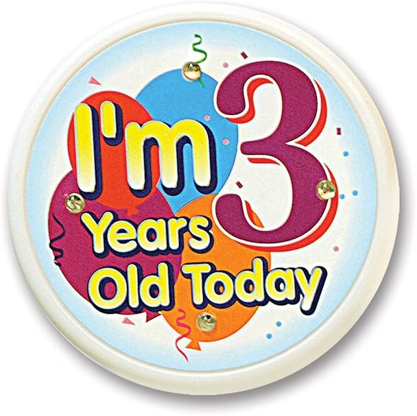 Beistle I'm 3 Years Old Today Flashing Button, 2-1/2-Inch: Kitchen & Dining