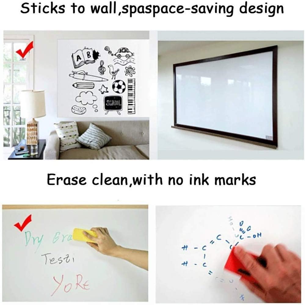 Self Adhesive White Board Paper, Easy Peel and Stick Dry Erase Whiteboard for Classroom, Planning, Office, Kid Painting with 1 Water Pen (78.7" x 17.7") : Office Products