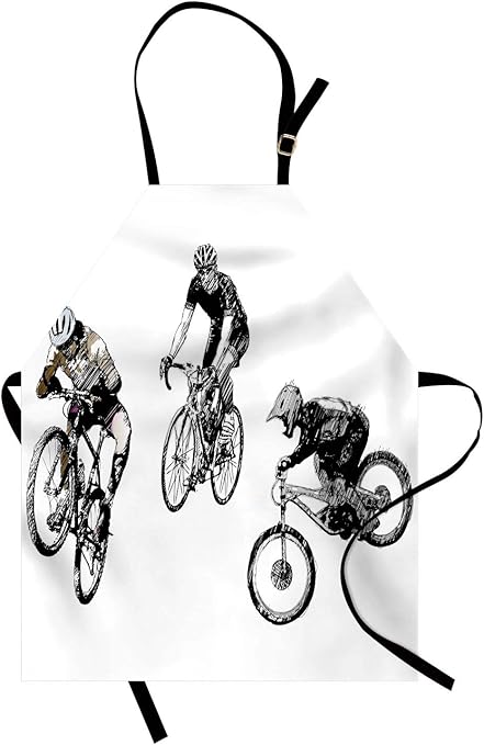 Abakuhaus En Blanco Y Negro Delantal De Cocina Los Ciclistas De Dibujo Facil Lavado Resistente A La Grasa Colores Durables En Blanco Y Negro Amazon Es Hogar