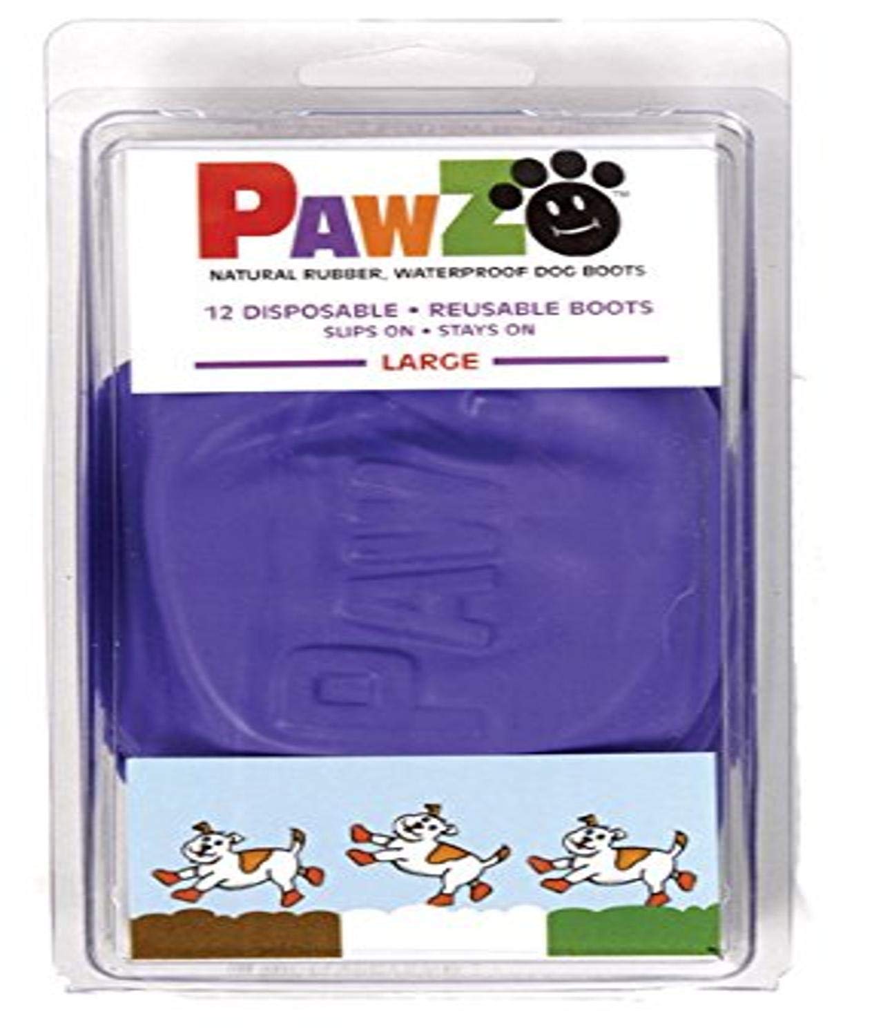 Pawz Purple WaterProof Dog Boot, Large, Up to 4Inch, 12 Disposable