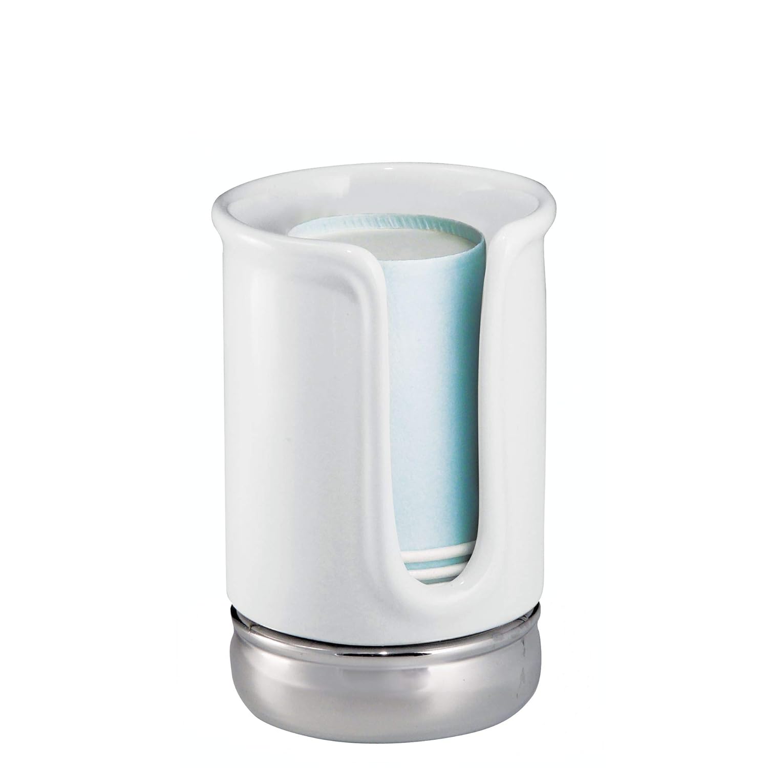 InterDesign York Disposable Bath Cup Dispenser, White/Chrome Amazon.co