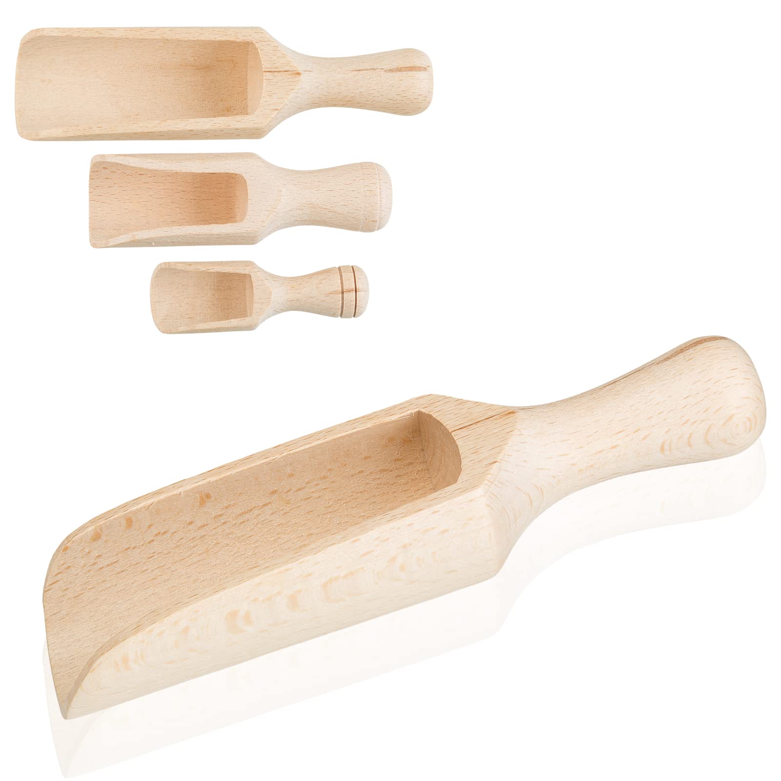 Smart-Planet Wooden Spice Scoop Set of 3 Spice Spoons in Brown, 7.5 cm, 10 cm, 14.5 cm