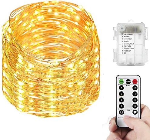 Yenl 66 LED Mini Battery String Lights, 20 Feet, Warm White