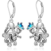 Octopus Earrings for Women Octopus Tentacle Earrings Butterfly Sterling Silver Dangle Halloween Sea Tentacle Jewelry Nautical Ocean Gifts