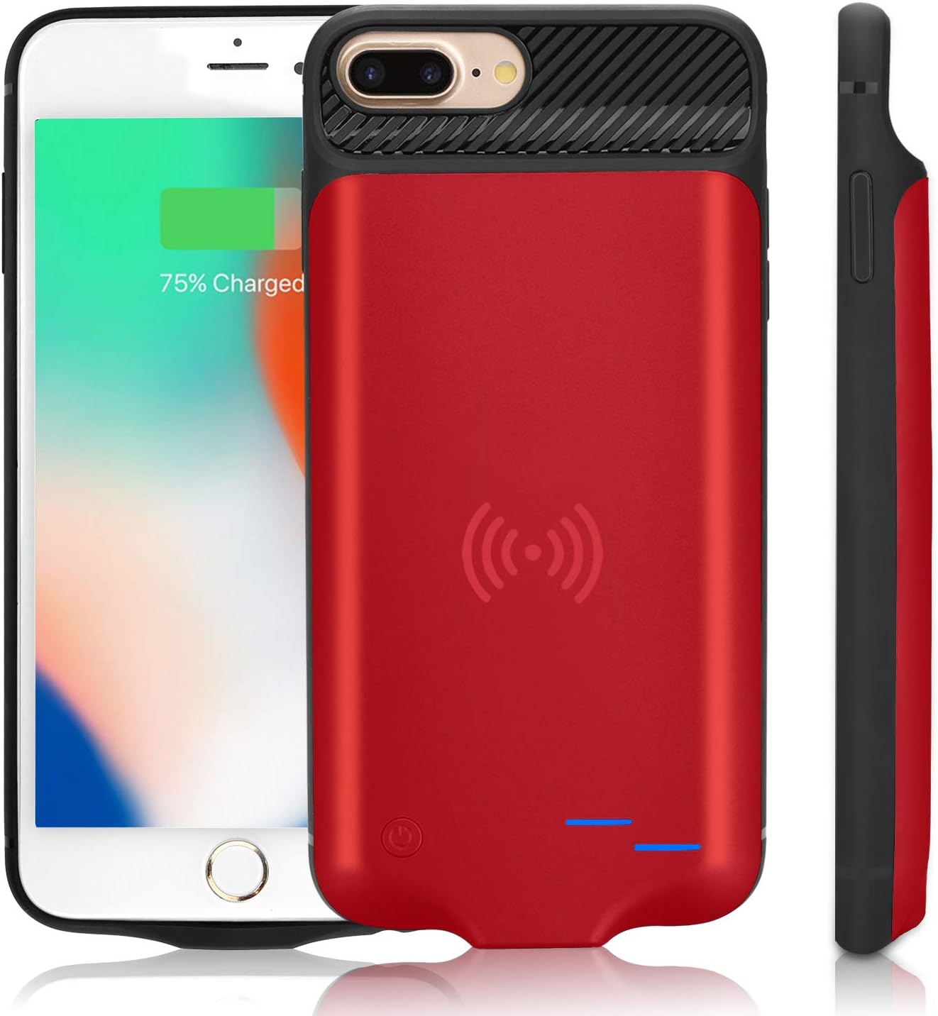 WUEOO Qi Battery Case for iPhone 6/6S/7/8 Plus, 5000mAh Portable Wireless Charging Battery Extra Battery External Battery Case Battery Rechargeable Power Bank Battery Case(5.5 inch)