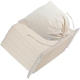 MAQUITA 12-Pack 10” x 12” Reusable Produce Bags, Muslin Bags with Drawstrings for Shopping & Storage, 100% Natural Cotton, Washable, Food Safe