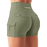 YEOREO CoreFlex Women Workout Gym Shorts with Cargo Pockets Hidden Scrunch 3.6" 4.5" Inseam No Front Seam Biker Shorts