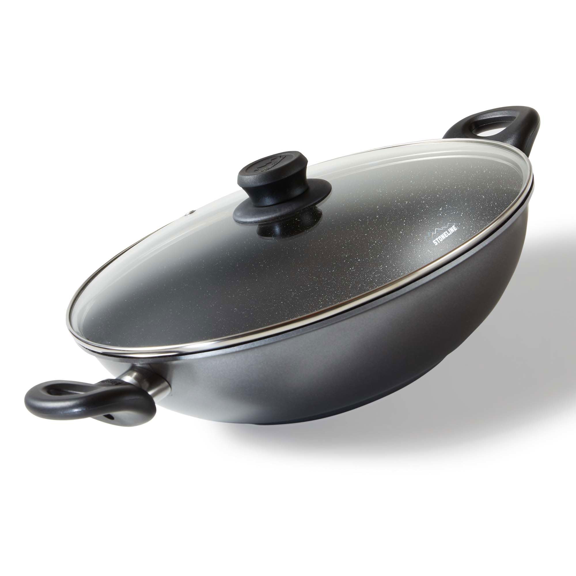 STONELINE Wok 28 cm with Glass Lid Suitable for Induction Cookers