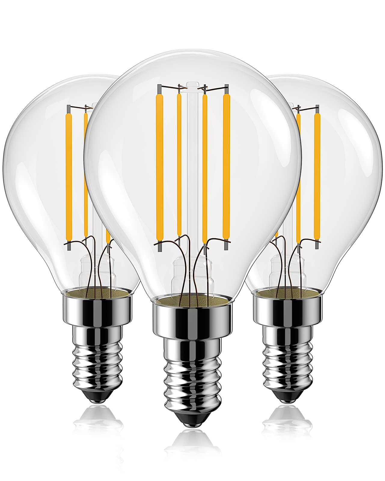SAMJER E14 Golf Ball Bulb Filament, 4W (40W Equivalent), 2700K Warm White, Clear Vintage SES Screw Bulbs, 400 Lumen Non-Dimmable, Pack of 3