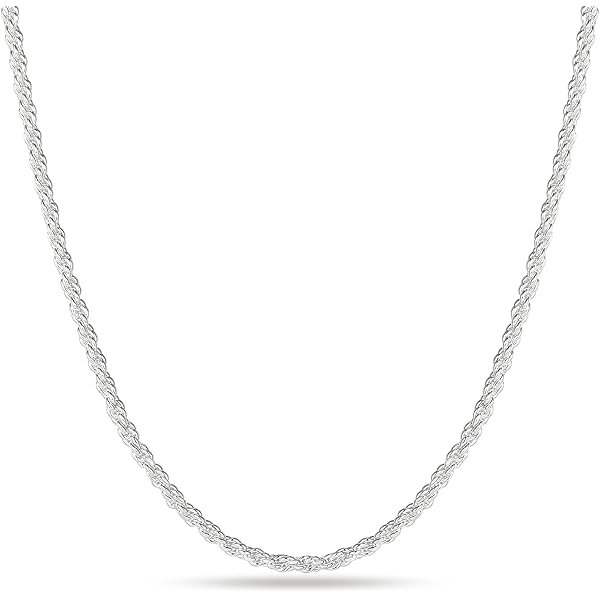 Amazon.com: Solid 925 Sterling Silver 2.4mm Fancy Chain Necklace