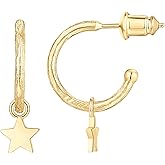 PAVOI 14K Gold Plated 925 Sterling Silver Post Huggie With Dangle | Small Hoop Earrings For Women | Trendy Dangle Hoop Earrings