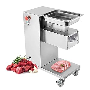 NEWTRY Commercial Meat Cutter Cutting Machine 5mm 1102LBS/H 550W Electric Stainless Steel QE Fresh Meat Shredded Slicer Processing Machine (110V, 5mm blade)