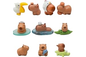 Pinenjoy 13Pcs Miniature Capybara Figurines Mini Crocodile Figures Set Cute Resin Cake Toppers for DIY Moss Landscape Dollhouse Birthday Party Decorations