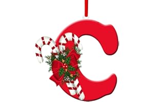 MUISED Christmas Decorations Personalized 26 Letter Tree Ornments Candy Cane Ornments Monogram Initial Letter C Tree Ornments Alphabet Christmas Ornament Hanging Name Word Candy Canes Christmas Tree Ornament