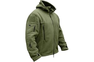 CARWORNIC Men's Military Tactical Fleece Jacket Warm Multi-Pockets Outdoor Hooded Coat