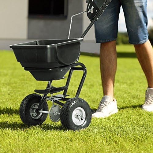 Item Valley Broadcast Spreader Builder Garden Seeder Push Walk Behind Fertilizer Black