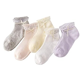 【クリックで詳細表示】[インソミラ] InSomila 子供 ソックス 女の子 靴下キッズ ソックス 5足セット ガールズ お姫様 リボン ベビー シンプル 柔らかい 春 夏