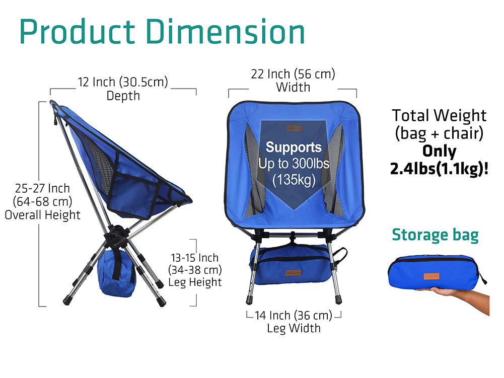 no Side Pockets Black Trekology YIZI Go Portable Camping Chair