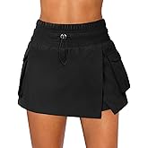 Women's Athletic Tennis Cargo Mini Skirt Skort for Women High Waisted Side Slit Pleated Golf Skater Skirts with Shorts Pocket