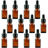 erioctry 5ML/10ML Amber Glass Essential Oil Bottles and Eyed Dropper Black Caps Makeup Cosmetic Sample Container Bottle for E