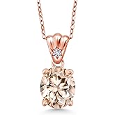 Gem Stone King 3.24 Ct Peach Morganite White Created Sapphire 18K Rose Gold Plated Silver Pendant