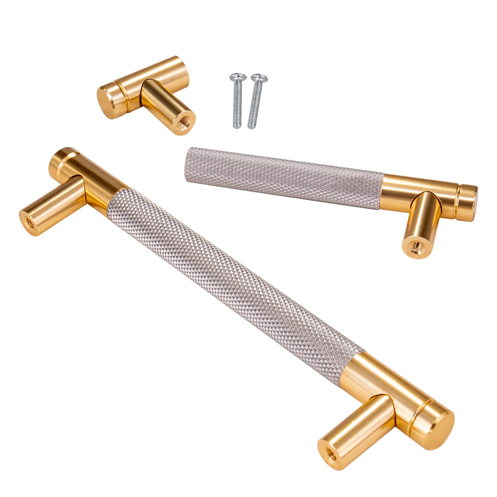 Guolich 2 Pcs Kitchen Drawer Handle Door Cabinet Pulls Stainless Steel Handle Modern Gold Hardware for Wardrobe Bathroom Dresse (3.8” 96mm)