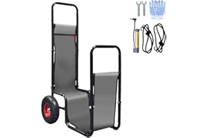 ANDGOAL Firewood Carrier: Heavy Duty Steel Tubular Frame Durable Powder Coated Finish with Pneumatic Wheels for Outdoor Transport Homeowners Backyard Fire Pit Use