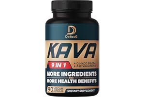 DEDICAD Kava Kava Capsules - 3 Month Supply - 9 Herbs with Ginkgo Biloba, Ashwagandha Root, Andean Cocoa, Graviola Leaf, Chamomile, Valerian, Lemon Balm & Skullcap - Support Mood & Immune - 90 Pills
