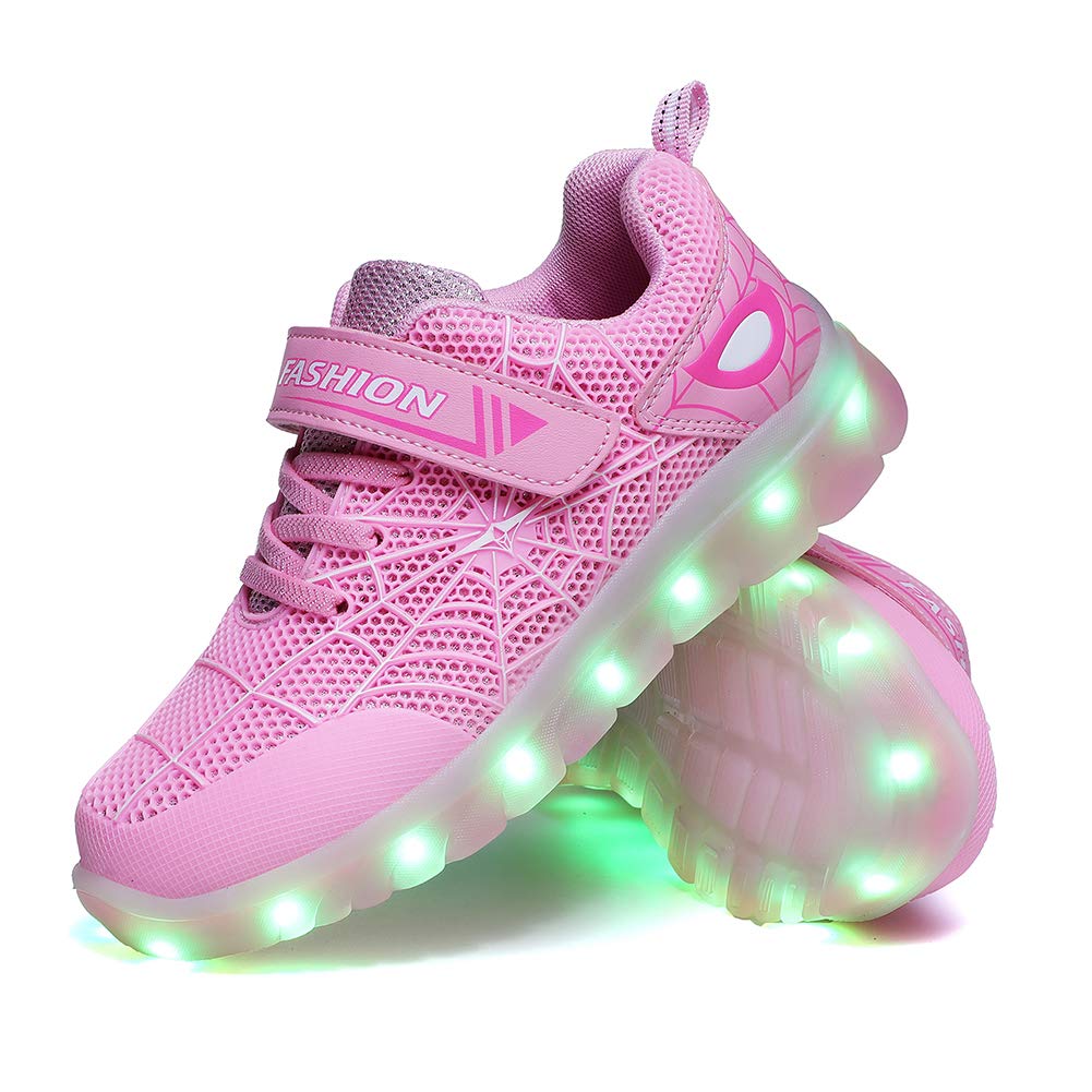 Kids LED Light Up Shoes - Spider Web Design USB Rechargeable Sneakers For Boys Girls