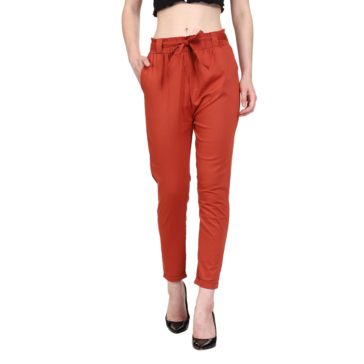 Buy Elpiesta Trousers/Pants with a Belt for Women. Western Pants for