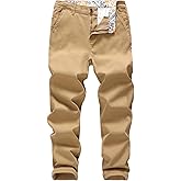 MZNBURAM Men's Slim-Fit Stretch Cotton Fashion Tapered Casual Chino Pants