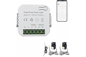 EDGEANT Energy Monitor, Home Smart Single Phase Clamp Electricity Meter with 2 * 120ACT Current Transformer, WiFi, Real-Time Electricity Monitor/Meter, Solar/Network Metering