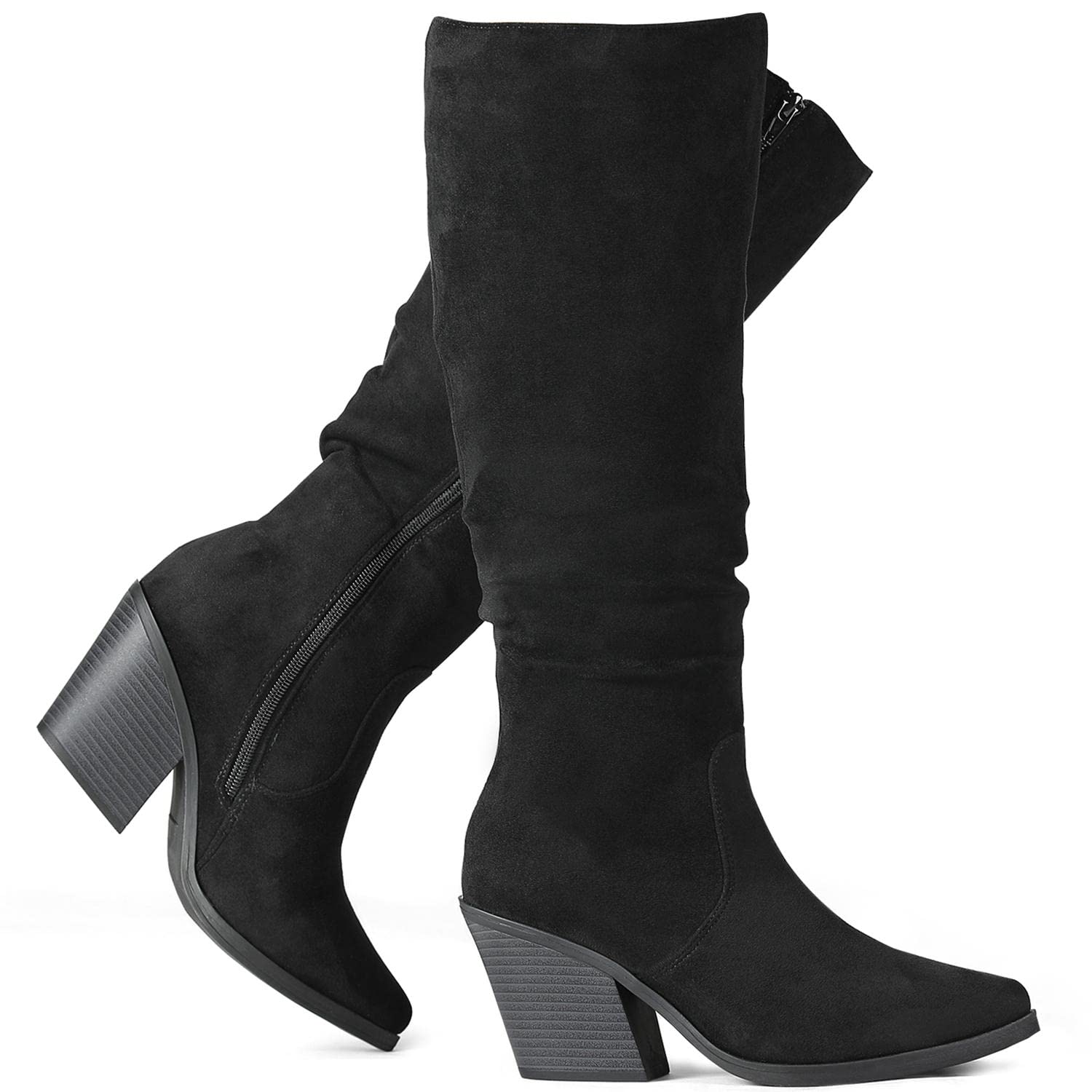 slouchy suede knee high boots