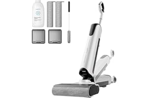 uwant D100 Wet Dry Vacuum Cleaner 180°Lay-Flat Vacuum Mop All in One with 18000Pa Suction Auto Self-Cleaning Anti Odor Stick Pushin Mop Dual-Edge Cleaning Electeic Mop Set for Hard Floor/Carpet,Milky