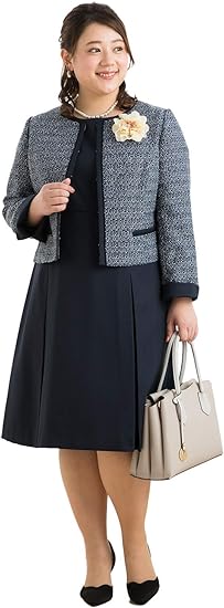 Amazon 先染めノーカラージャケット タックワンピースアンサンブルbm1005st 72 21 ワンピーススーツ 通販