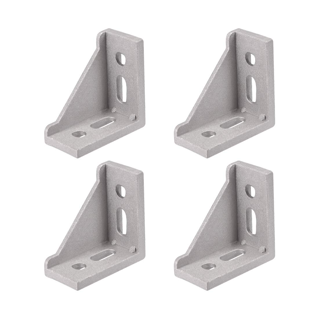 sourcing map Inside Corner Bracket Gusset, 60mm x 60mm for 3030 Series Aluminum Extrusion Profile, 4 Pcs (Silver)