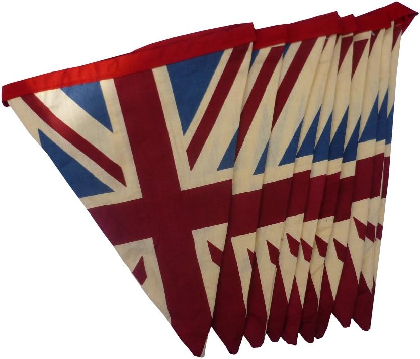 Union Jack Bunting Queens Birthday Party Vintage Fabric Retro Flags Banner UK 5M Collectibles