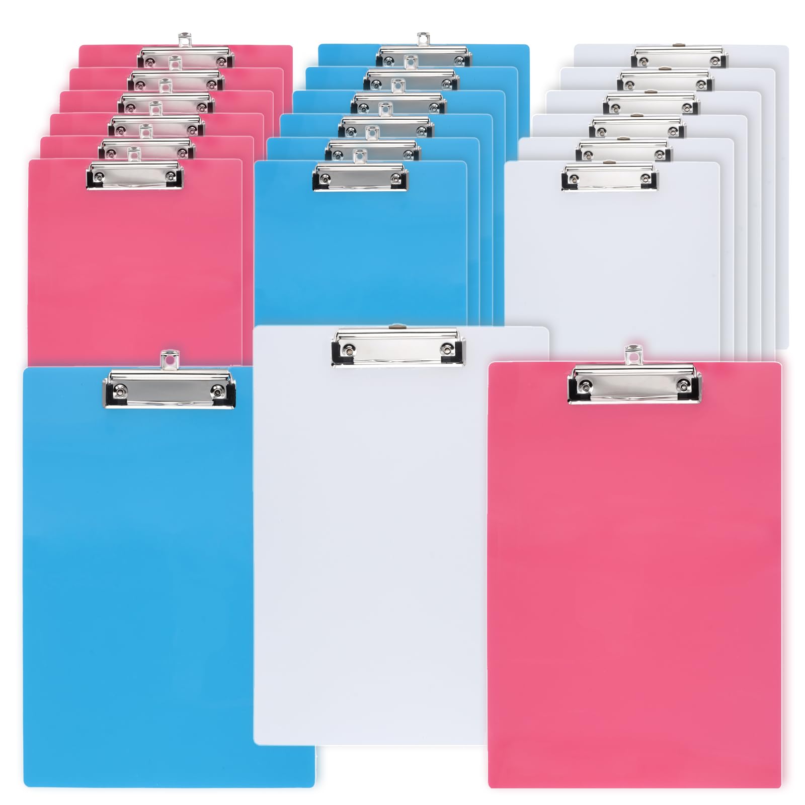 JEUIHAU 21 PCS A4 Coloured Plastic Clipboard, Plastic Clip Boards 3 Color Plastic Clipboard Folder with Hanging Clip for Family, Office Work, School,Restaurants Use