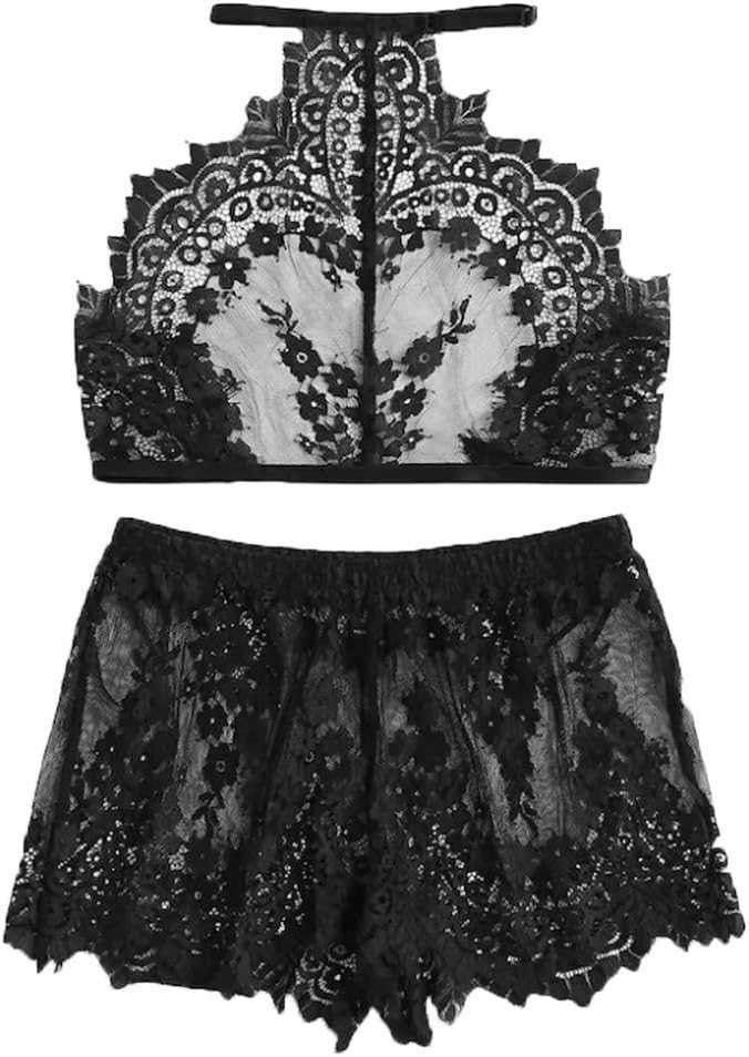 Lingerie,Womens Sexy Plus Size Sling Sleepwear Lingerie Lace Nightwear Underwear Set