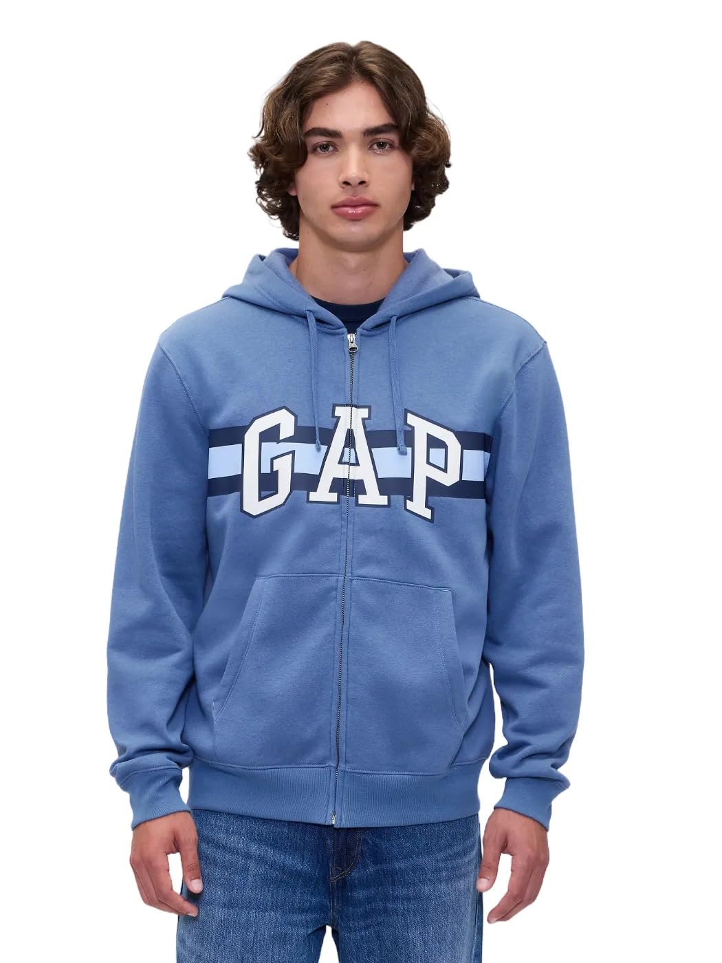 GAP Mens Heritage Logo Full Zip Hoodie Cornflower829 S Image