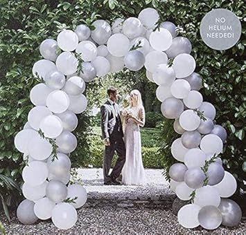 XXL Ballon-Girlande/Hochzeits-Ballons in weiß & Silber - 80 Ballons/Hochzeits-Deko Zubehör Hochzeits-Foto