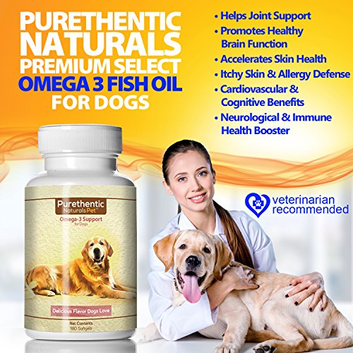 Omega 3 for Dogs, Fish Oil for Dogs 180 Softgels Pure & Natural Fatty