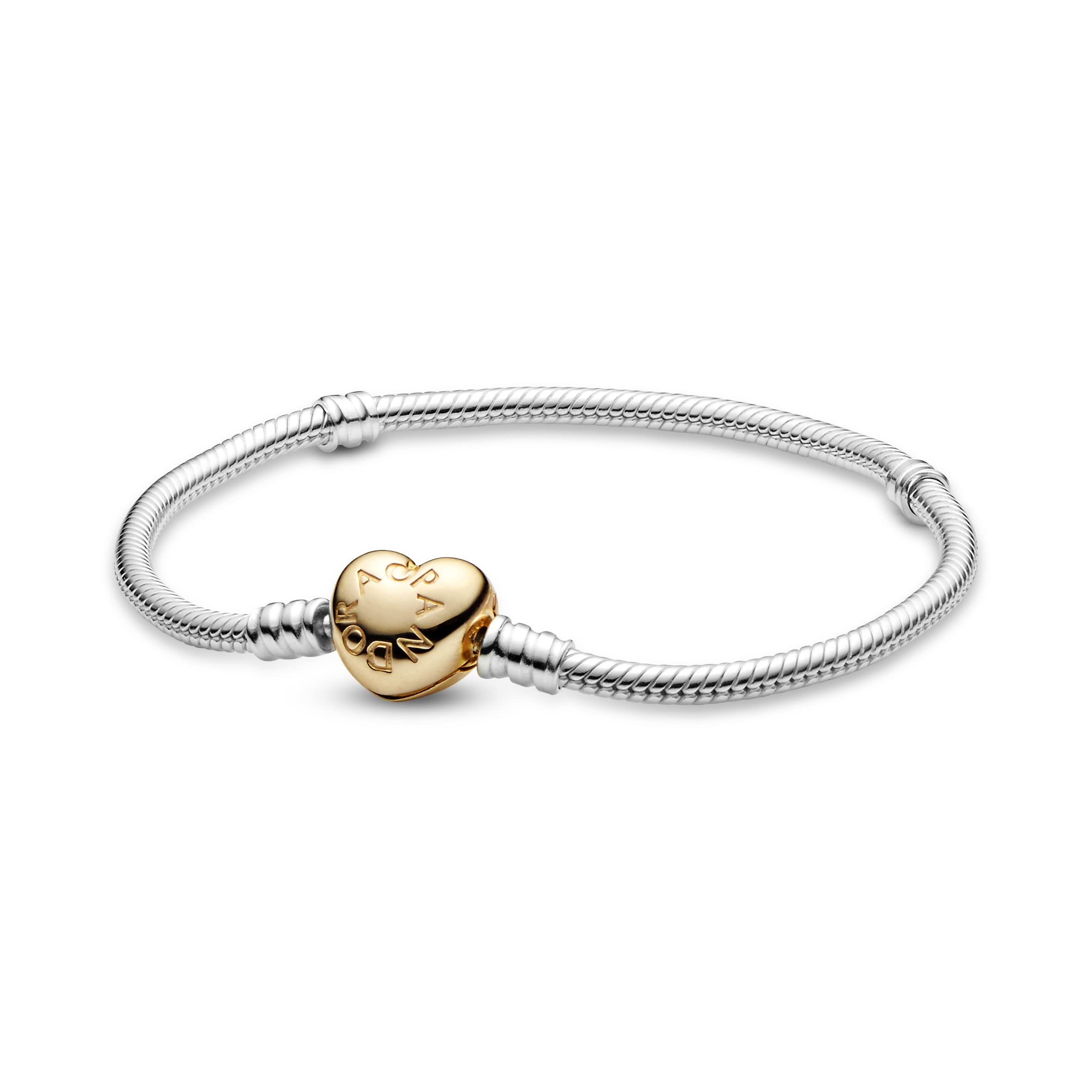 Pandora Icons Silver bracelet with heart-shaped 14k gold-plated clasp, 20